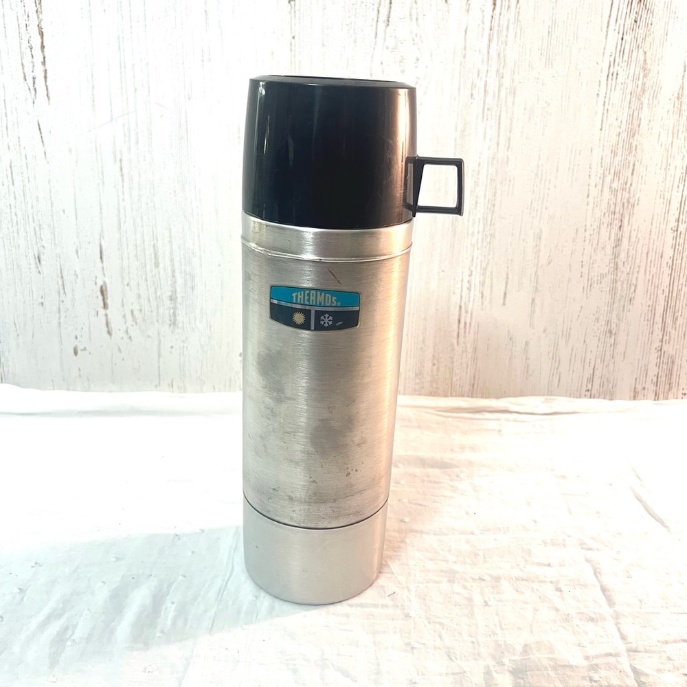 Vintage thermos king seeley stainless steel quart size model 2464s
